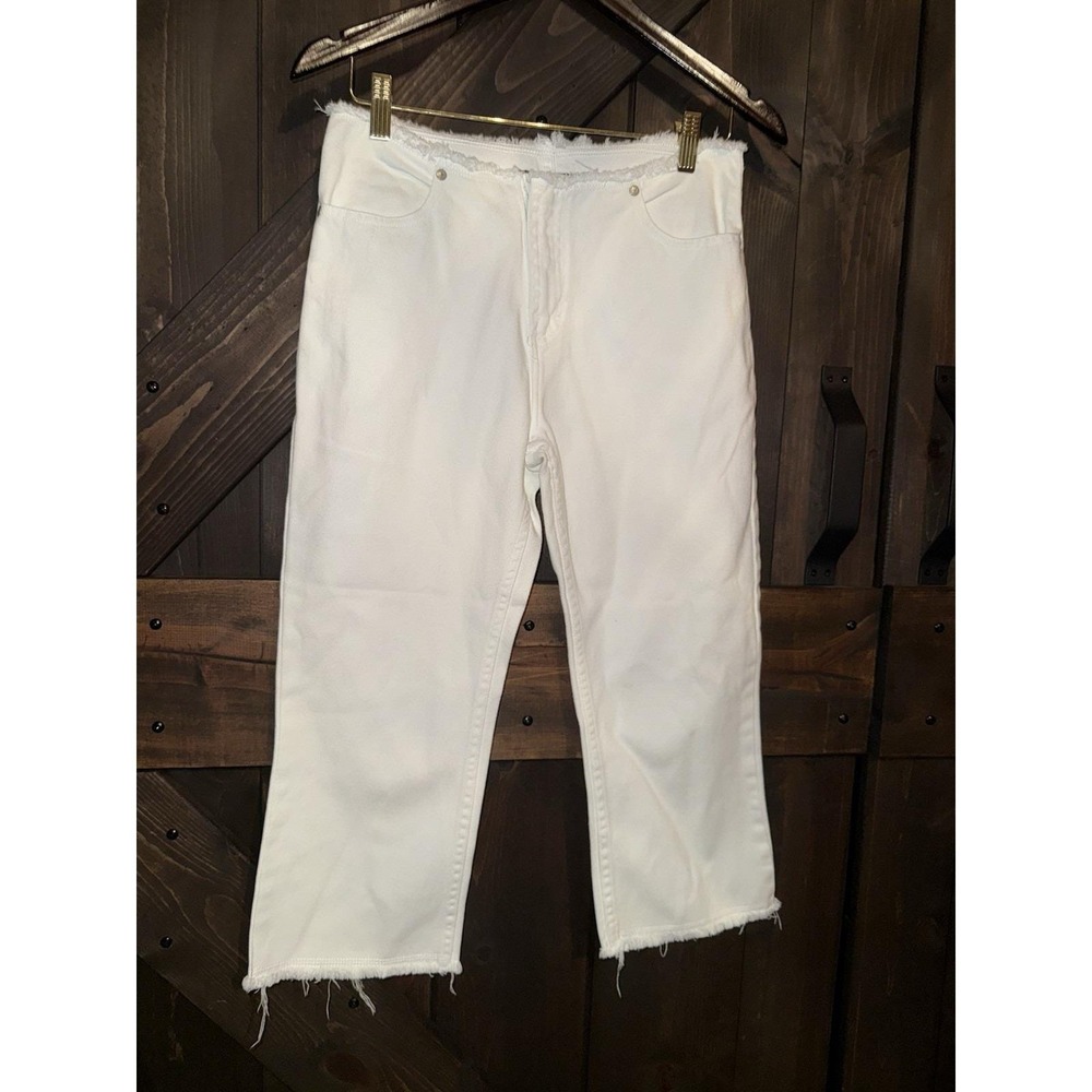 No Boundaries Y2K Capri Jeans Juniors Sz 5 White No Waistband Frayed